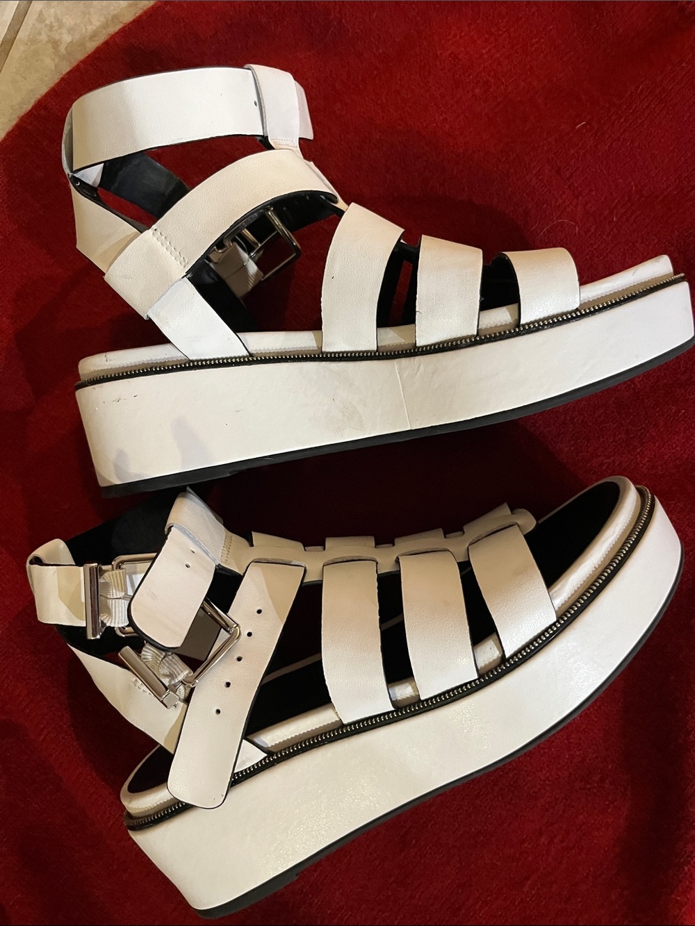 GB EUC White Platform Strappy Gladiator Sandal